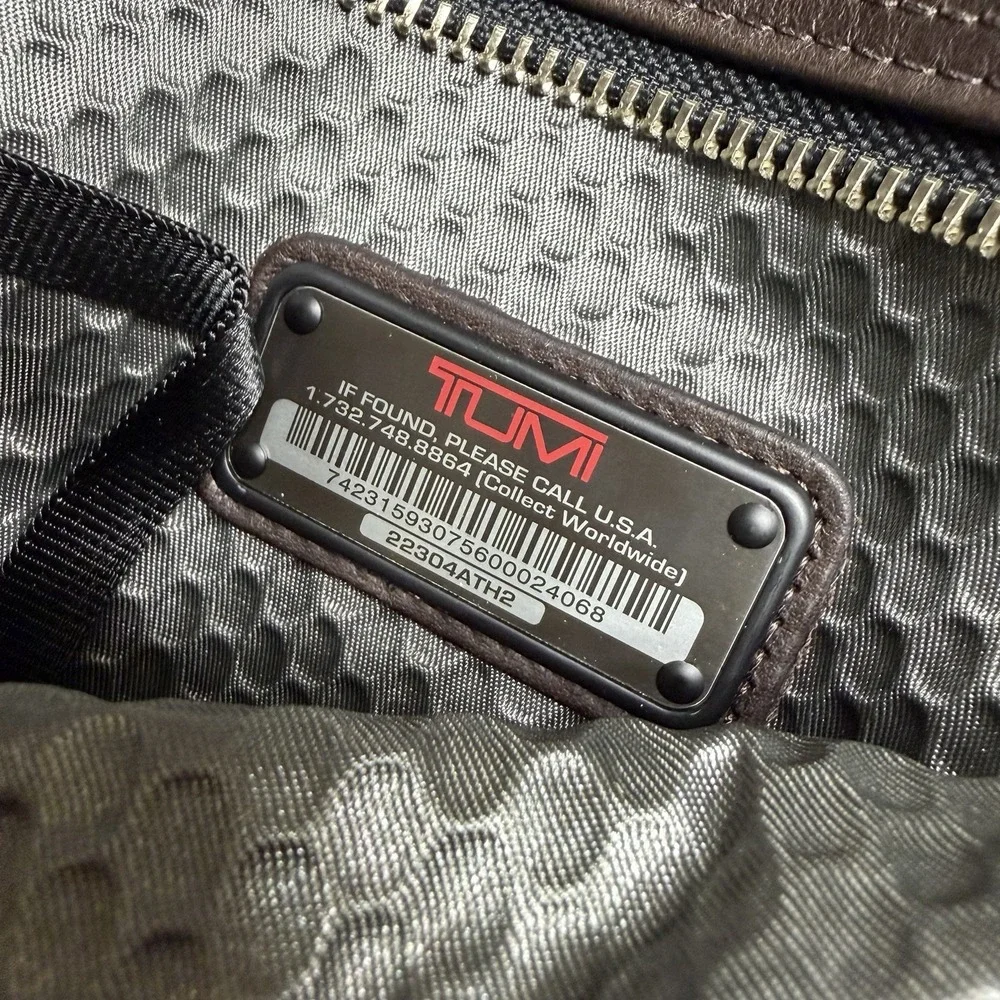 Tumi Alpha Bravo Annapolis Zip Flap Sling Crossbody Gray Brown Leather NEW READ